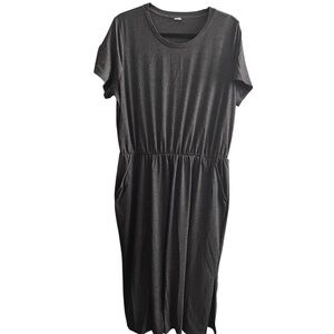 Old Navy gray cinched waist short sleeve maxi dress stretch womens size XL